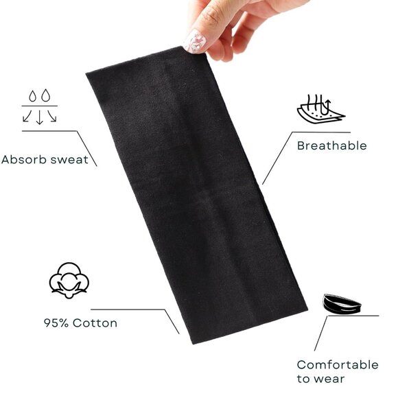 6 Pack Extra Wide Cotton Headbands Women Men Sweat Wicking Sports Hair Accessori - Picture 3 of 7